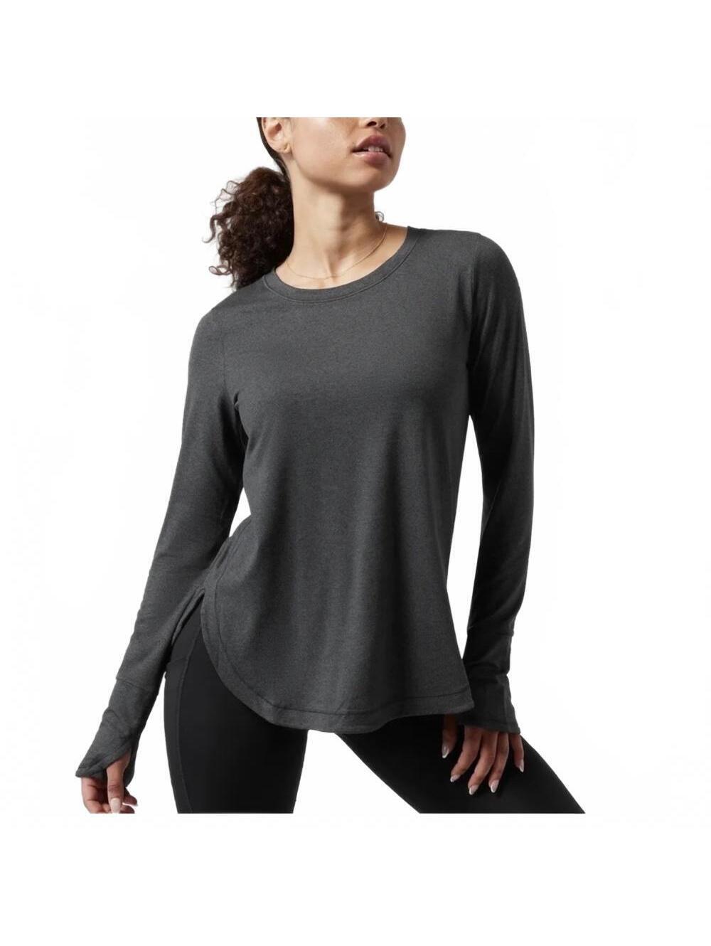 Athleta Uptempo Top Long Sleeve Shirt Heather Charcoal Gray Women's Size Small